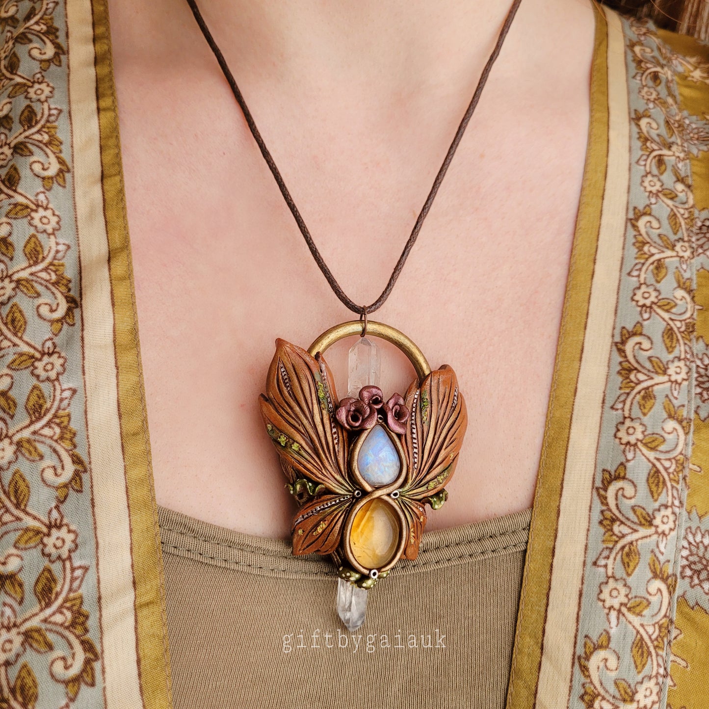 Sun Faery Talisman ~ Rainbow Moonstone & Citrine