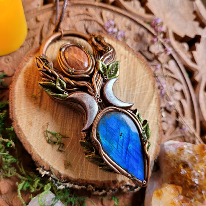 Triple Goddess Talisman ~ Sunstone & Labradorite