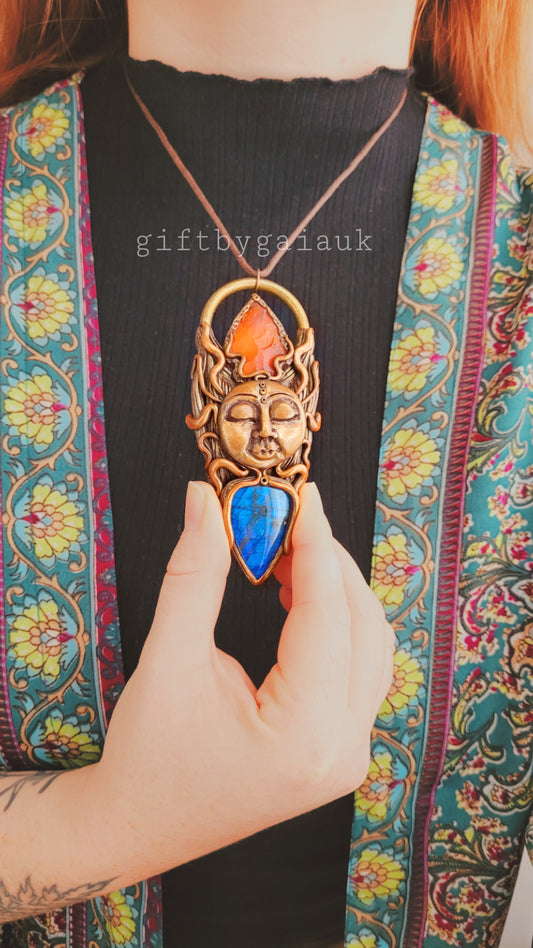 Sun Goddess Talisman ~ Carnelian Arrowhead & Blue Labradorite