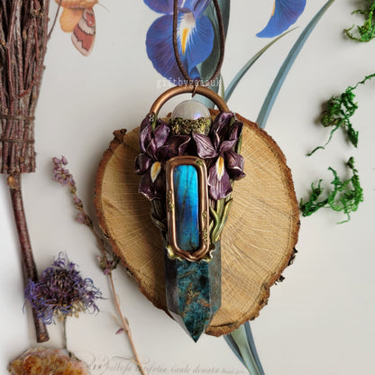 Wild Iris Talisman ~ Blue Apatite, Labradorite & Aura Rose Quartz