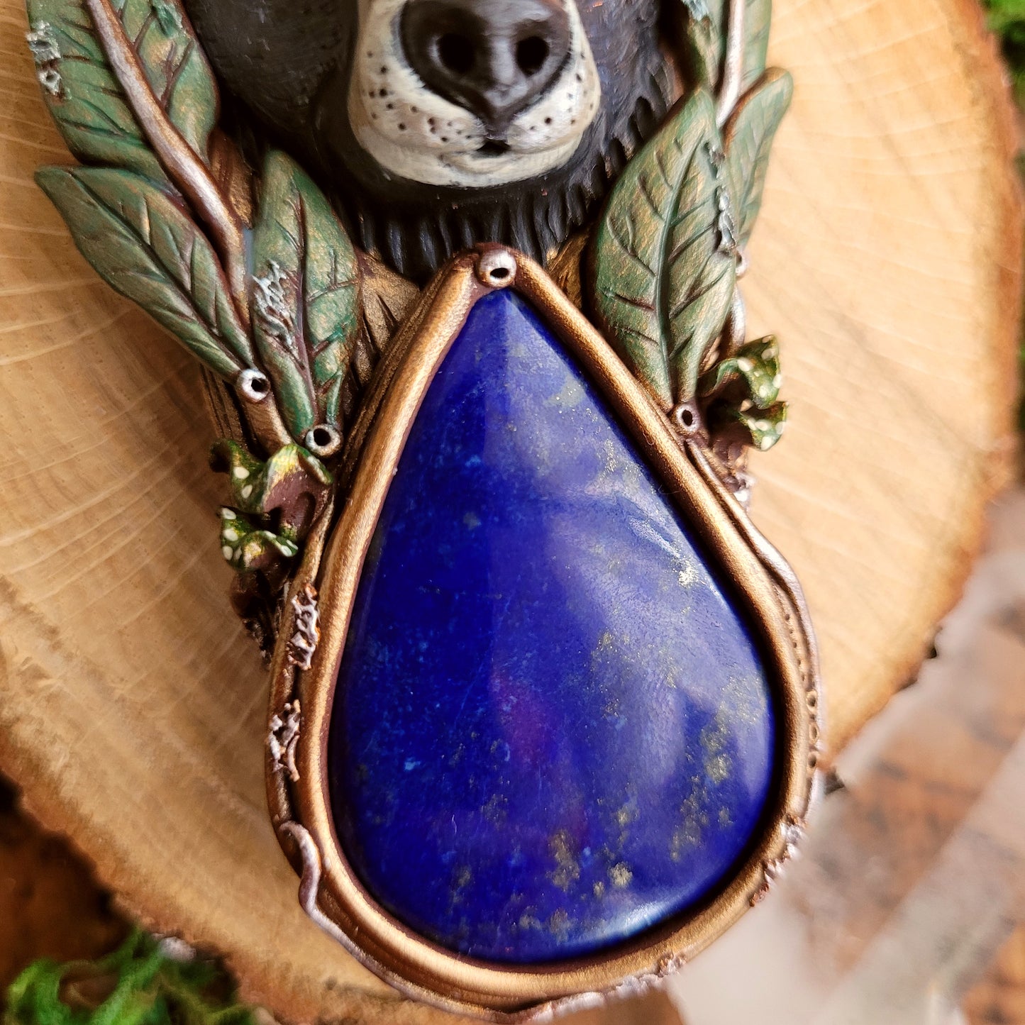 Black Bear in the Sage Brush Talisman ~ Lapis Lazuli