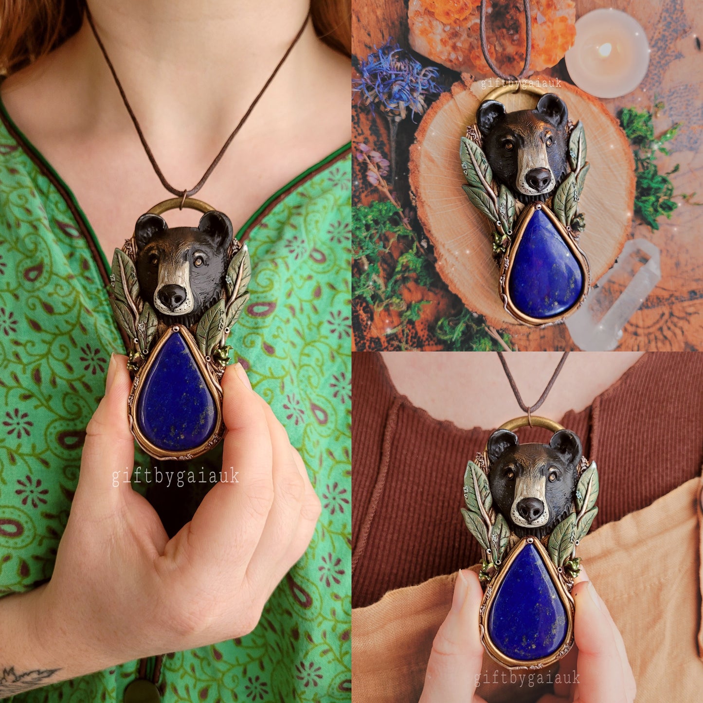 Black Bear in the Sage Brush Talisman ~ Lapis Lazuli