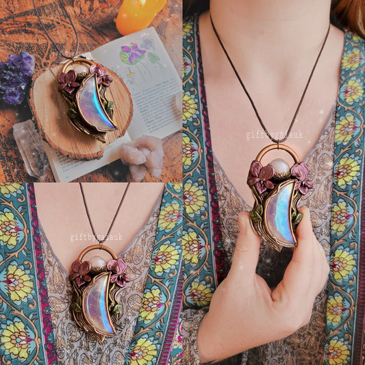 Wild Violets Talisman ~ Rose Aura Quartz