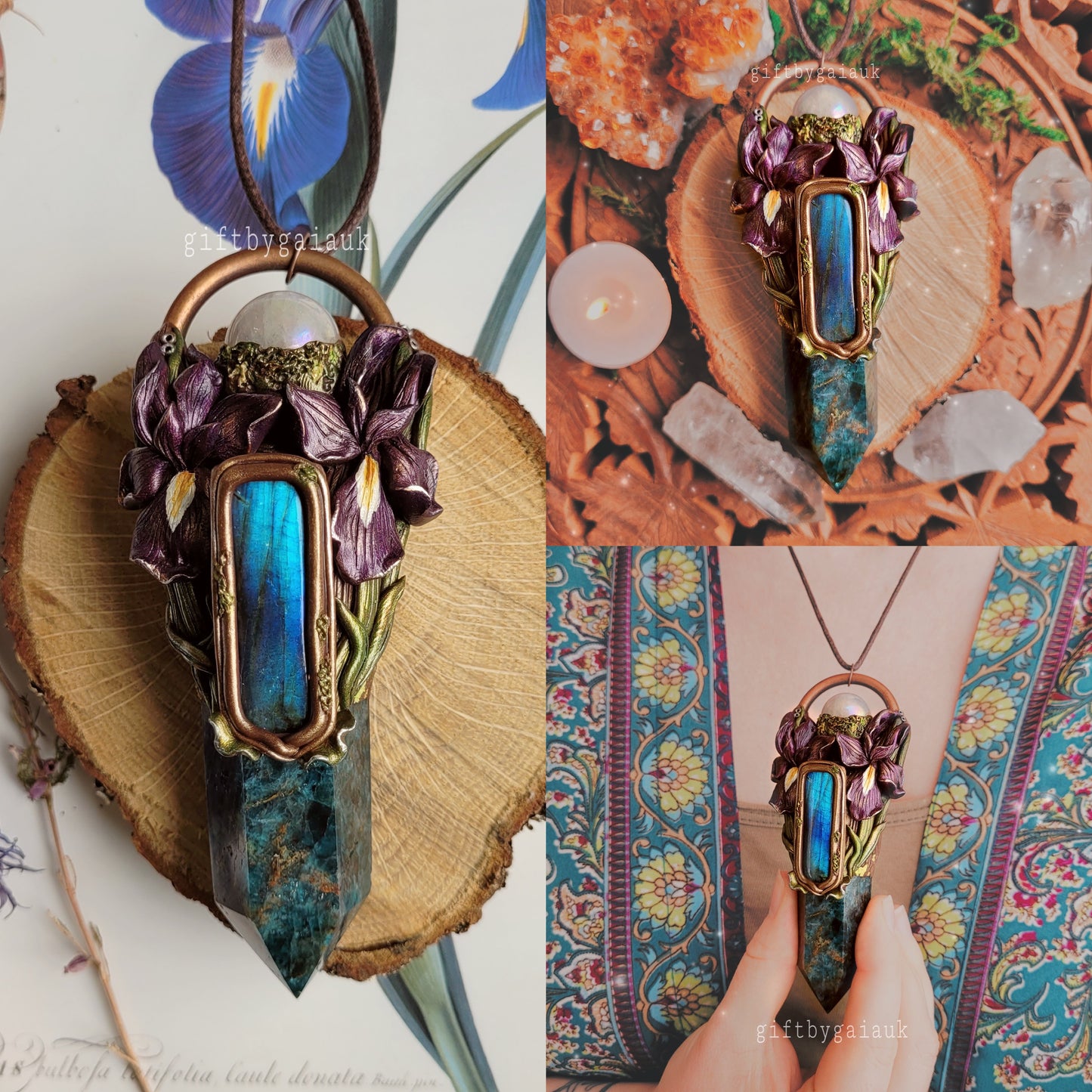 Wild Iris Talisman ~ Blue Apatite, Labradorite & Aura Rose Quartz