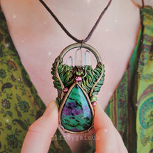 Load image into Gallery viewer, Blissful Fern Talisman ~ Ruby in Zoisite &amp; Clear Quartz