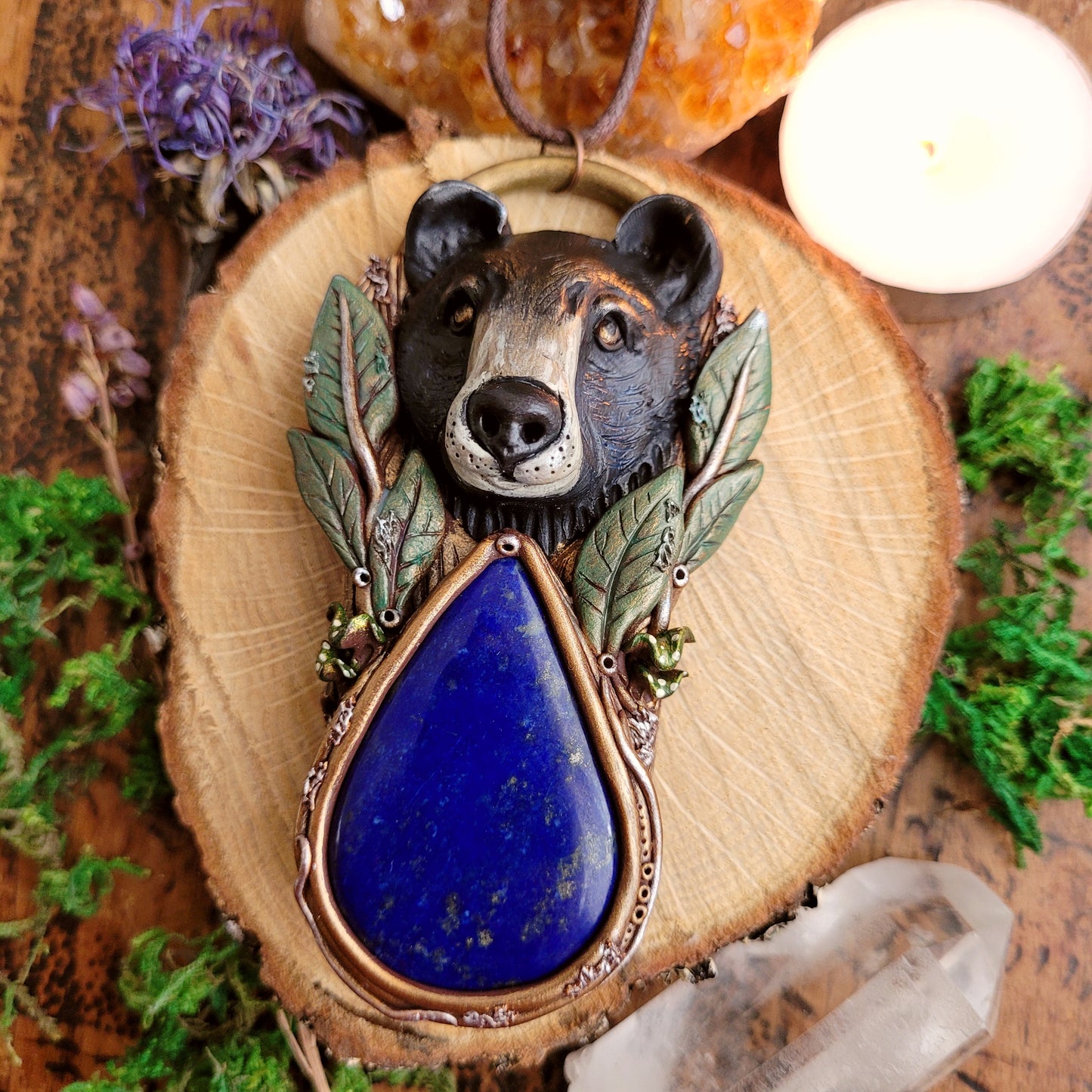 Black Bear in the Sage Brush Talisman ~ Lapis Lazuli