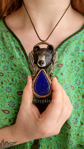 Black Bear in the Sage Brush Talisman ~ Lapis Lazuli