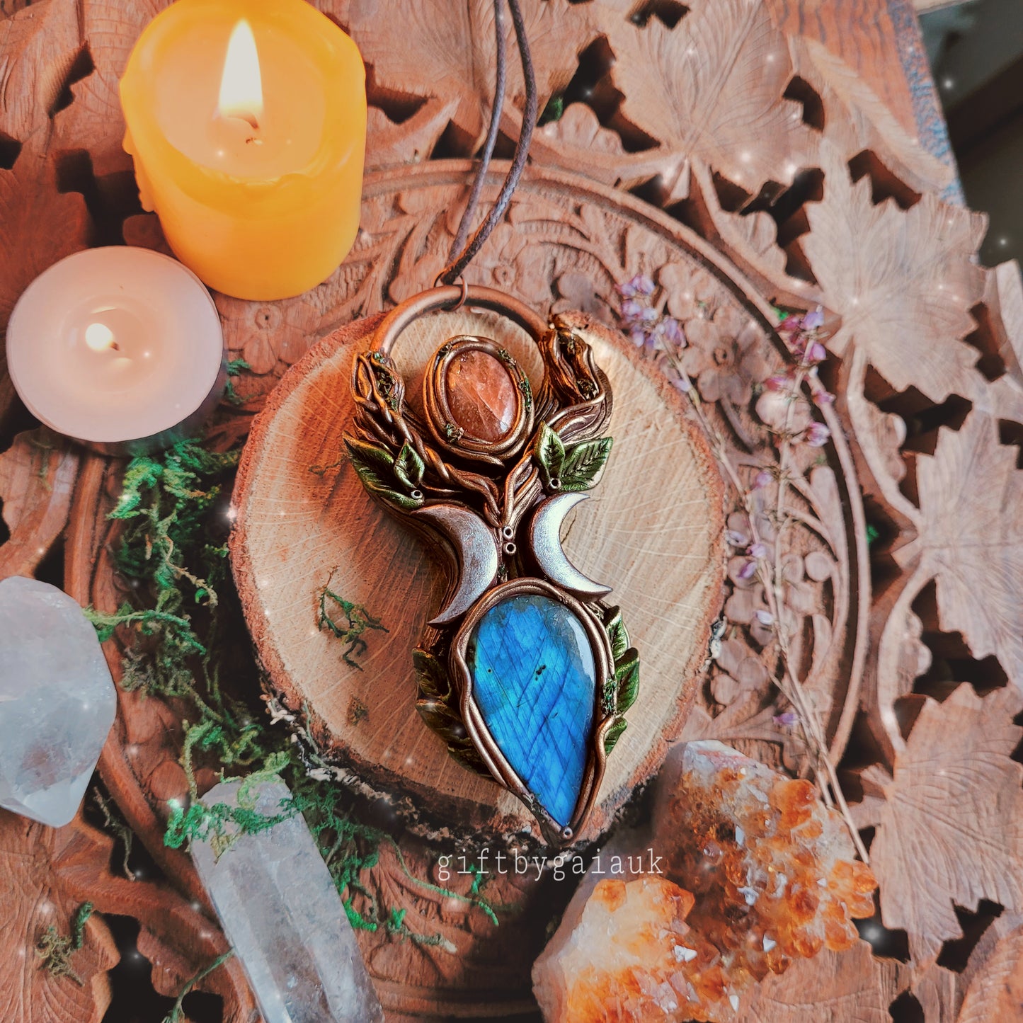 Triple Goddess Talisman ~ Sunstone & Labradorite