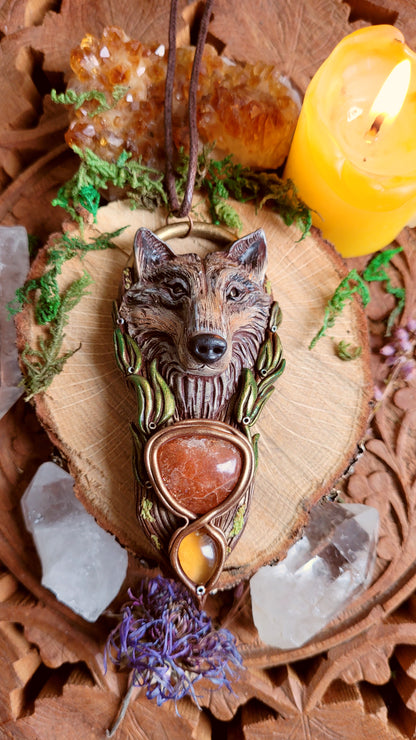 Sun Wolf Rosemary Talisman ~ Citrine & Sunstone