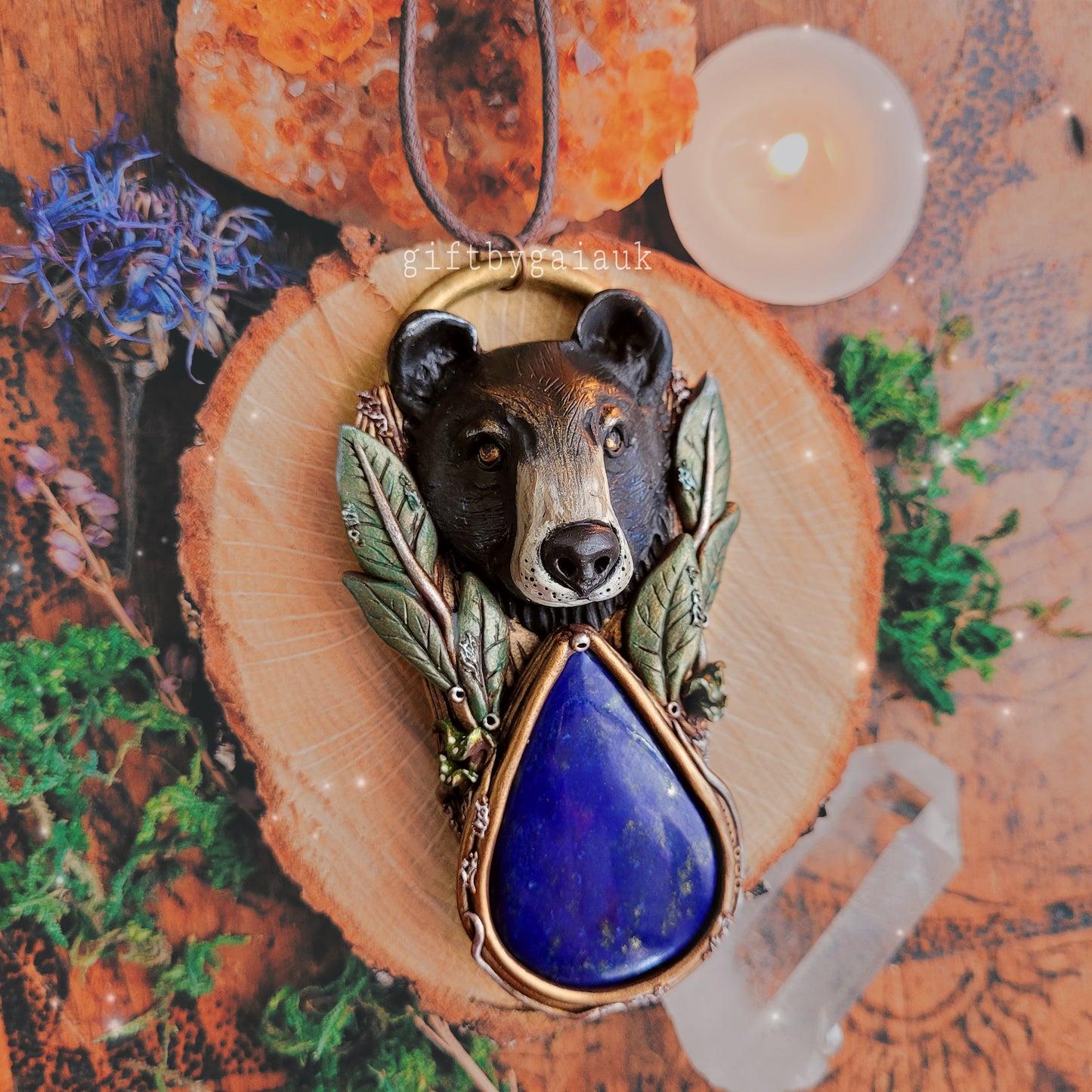 Black Bear in the Sage Brush Talisman ~ Lapis Lazuli