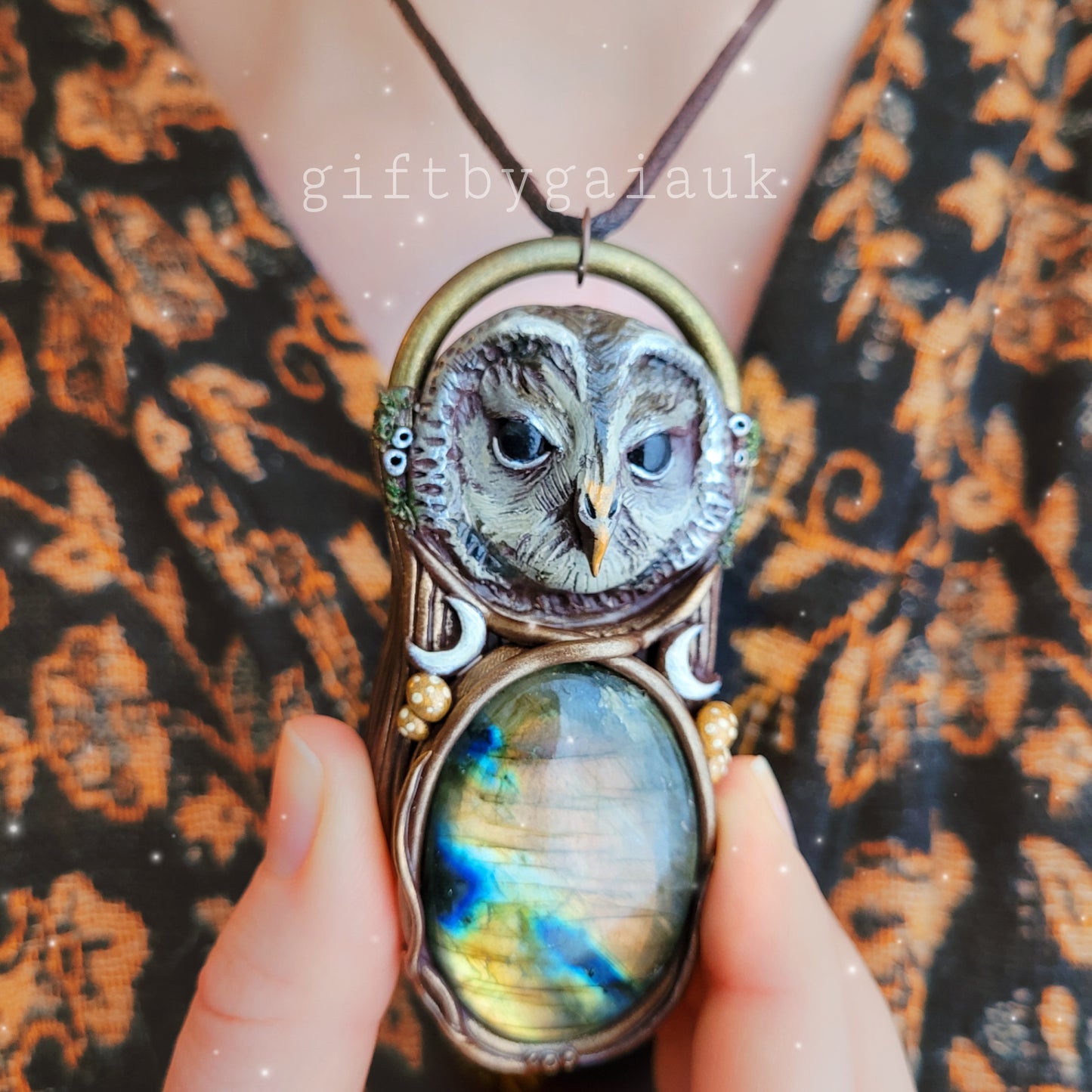 Tawny Owl Talisman ~ Golden Labradorite