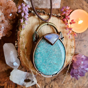 Sacred Soothing talisman ~ Amazonite & Rainbow Moonstone