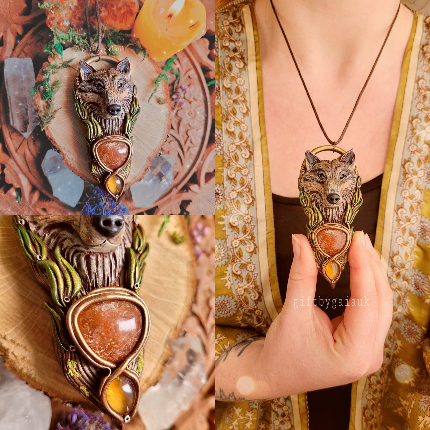 Sun Wolf Rosemary Talisman ~ Citrine & Sunstone