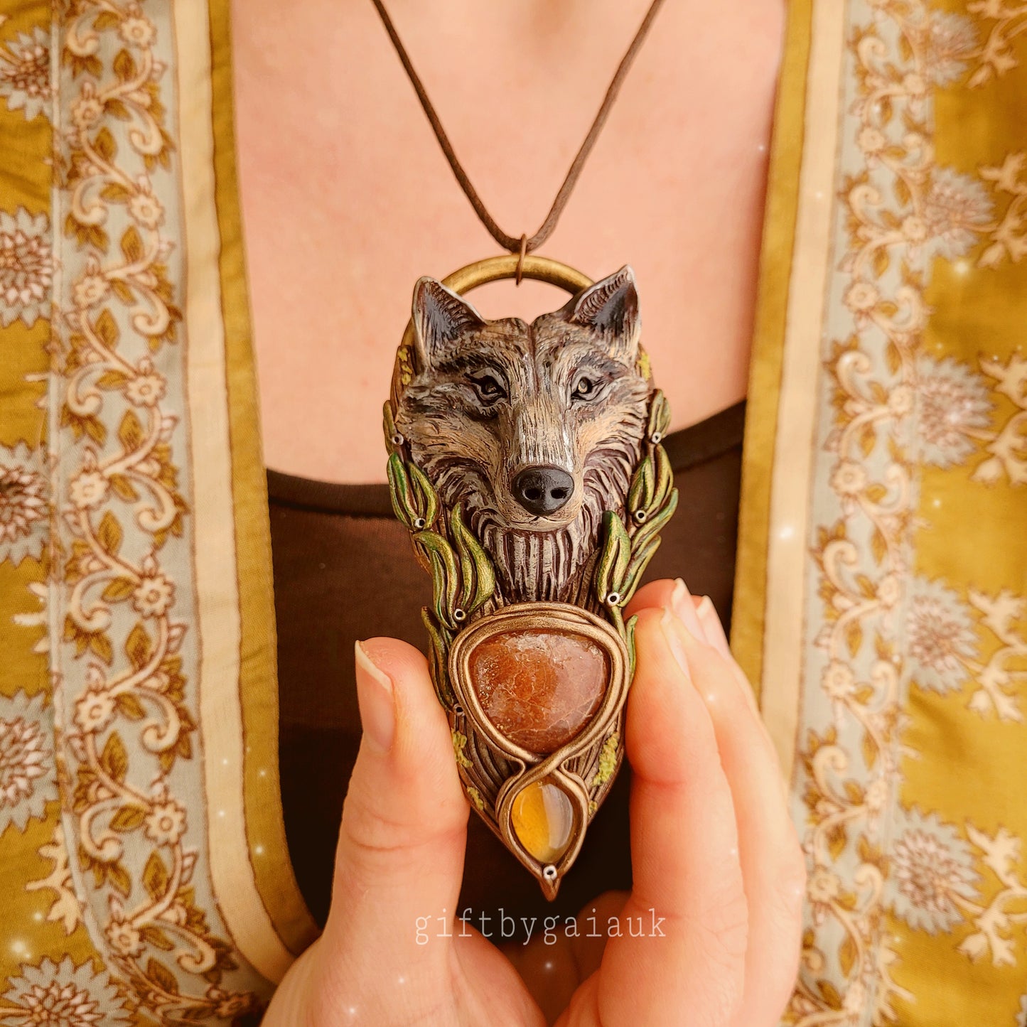 Sun Wolf Rosemary Talisman ~ Citrine & Sunstone