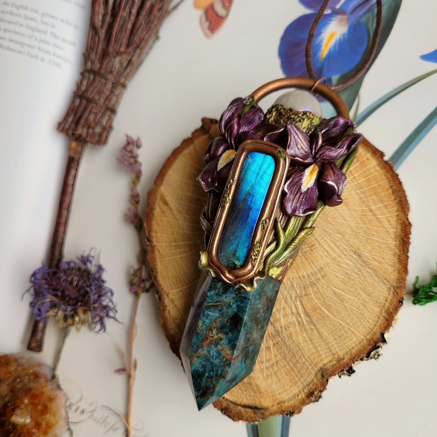 Wild Iris Talisman ~ Blue Apatite, Labradorite & Aura Rose Quartz