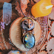 Load image into Gallery viewer, Tawny Owl Talisman ~ Golden Labradorite