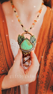 Sacred Sage Healing Talisman ~ Arizona Turquoise, Fire Quartz, Garnet, Sandalwood, Carnelian & Green Aventurine