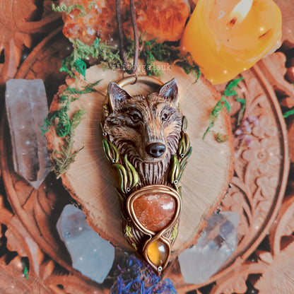 Sun Wolf Rosemary Talisman ~ Citrine & Sunstone