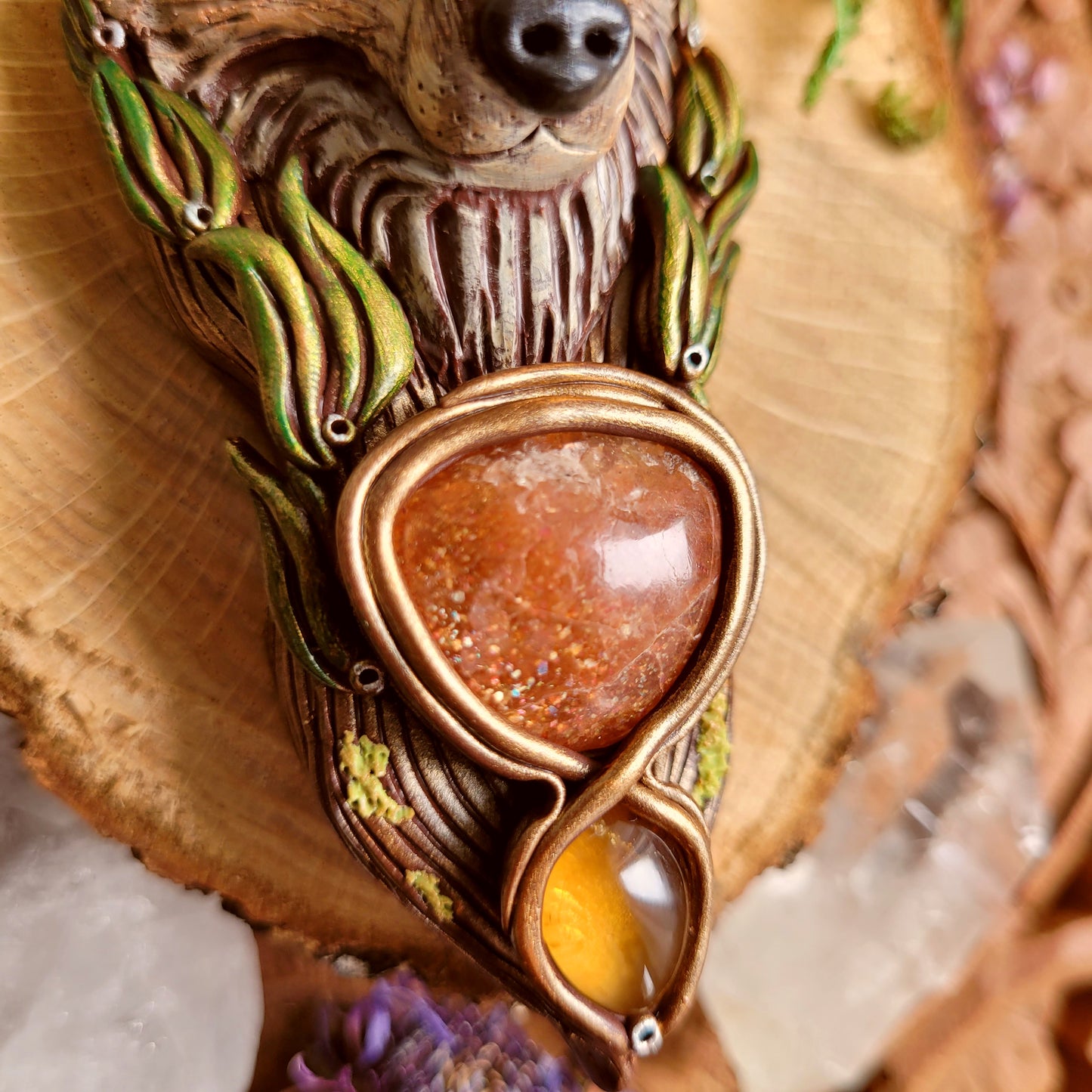 Sun Wolf Rosemary Talisman ~ Citrine & Sunstone