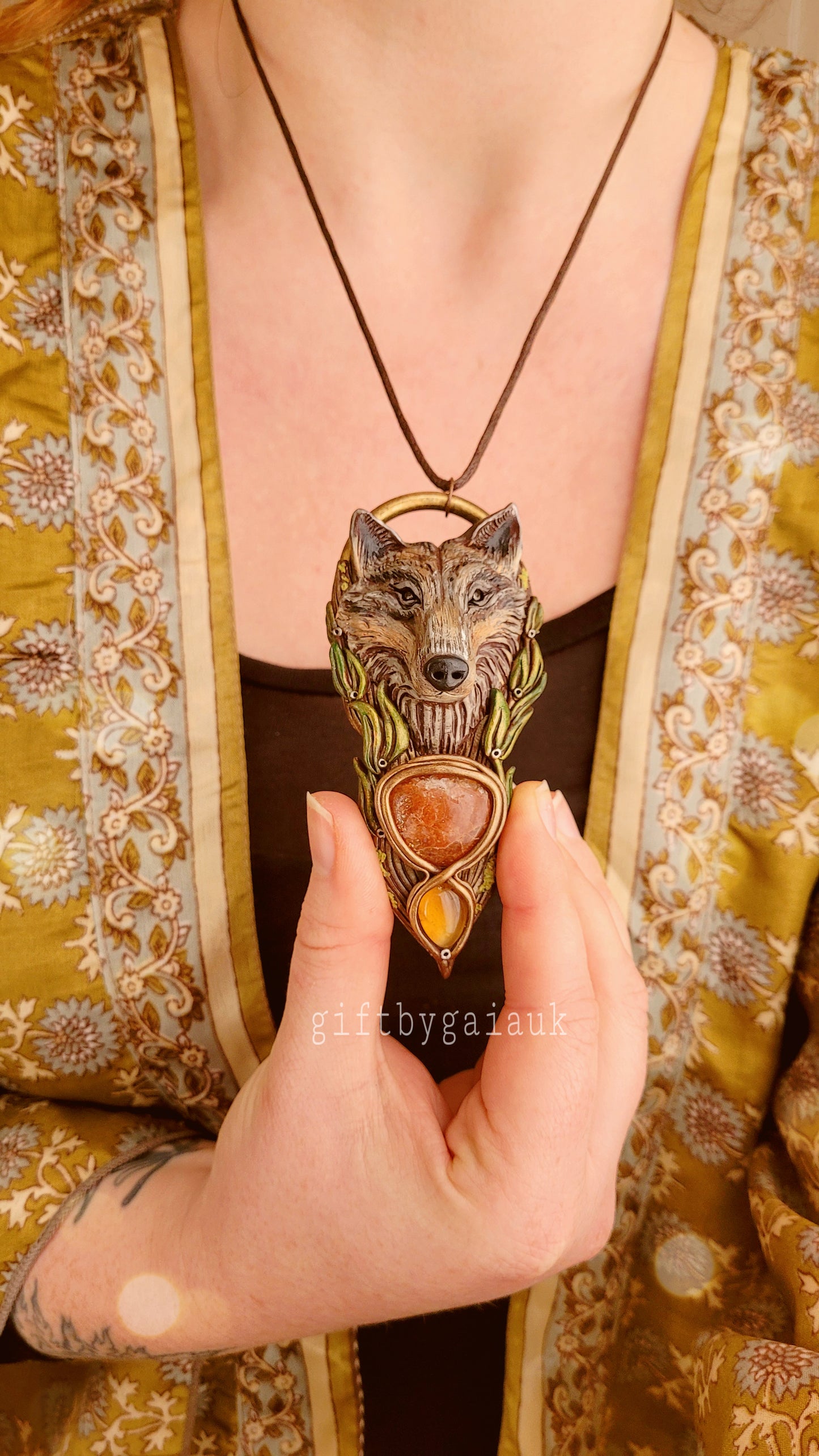 Sun Wolf Rosemary Talisman ~ Citrine & Sunstone