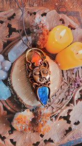 Sun Goddess Talisman ~ Carnelian Arrowhead & Blue Labradorite