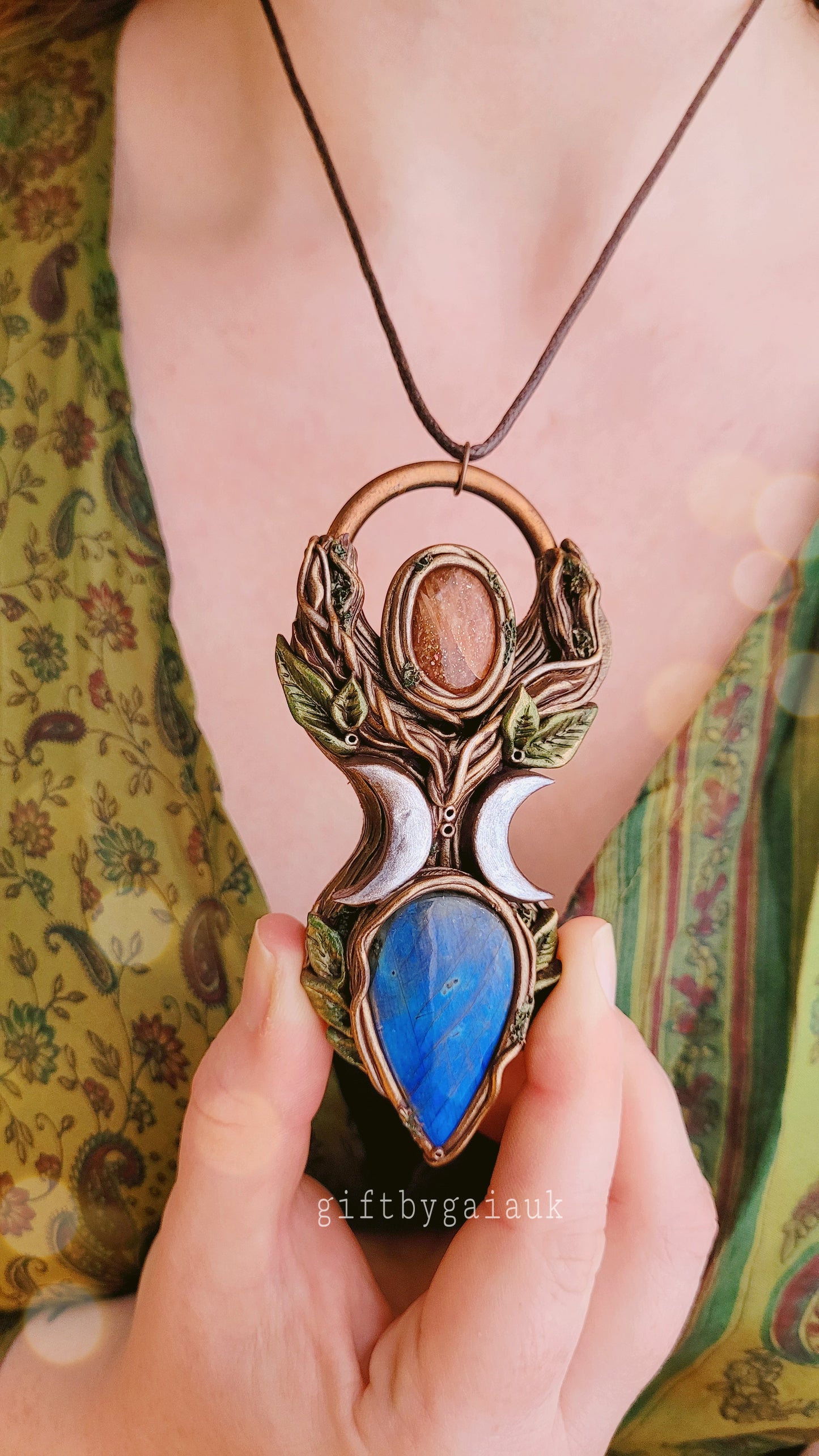 Triple Goddess Talisman ~ Sunstone & Labradorite